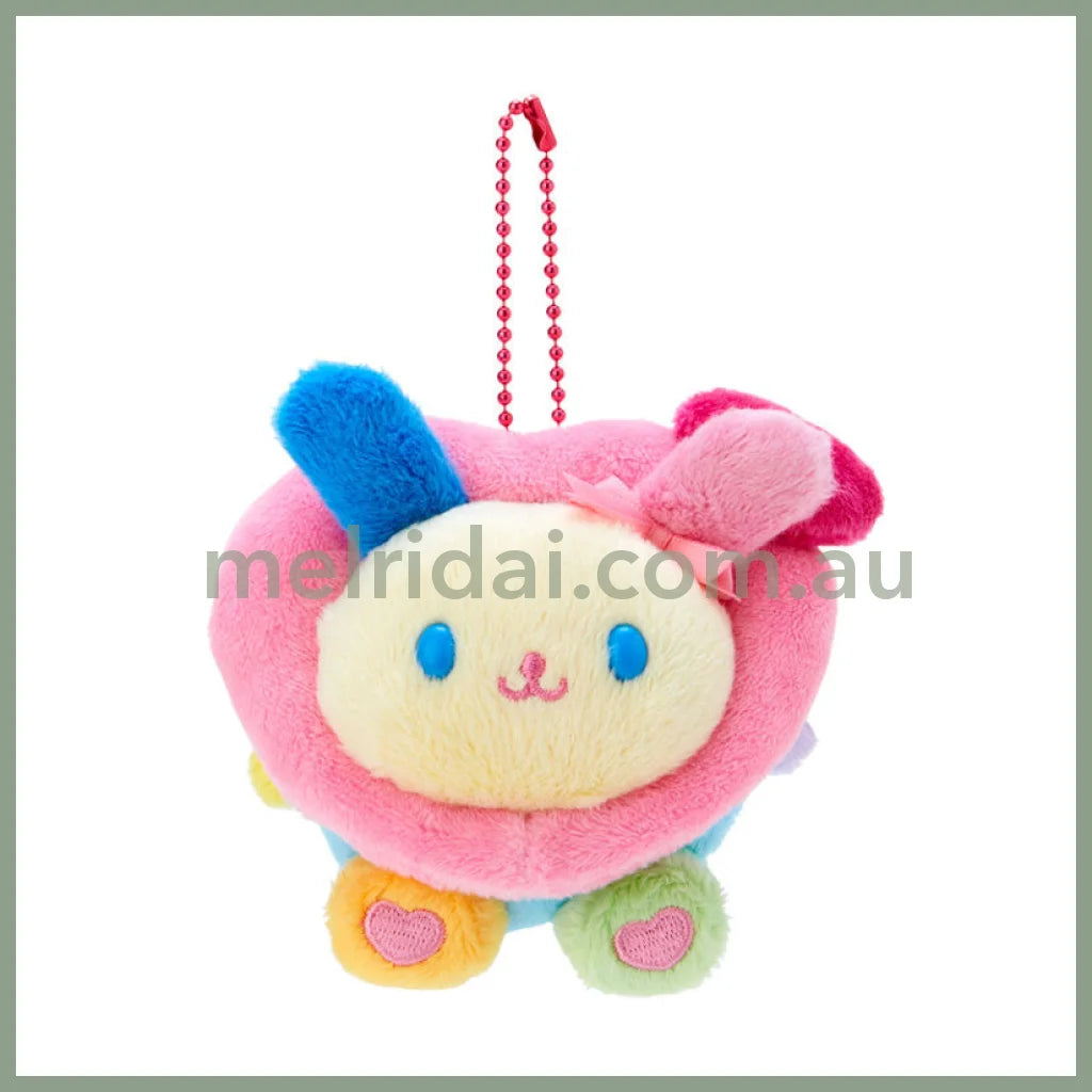 Sanrio | Mascot Holder Keychain 10×7×8Cm (Colorful Heart) 日本三丽鸥 爱心玩偶挂件/包挂/钥匙链（缤纷爱意） 米花兔/花小兔 Usahana