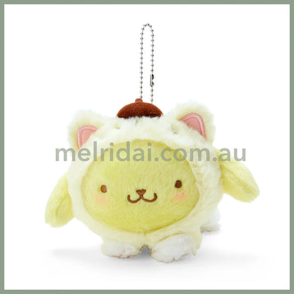 Sanrio | Mascot Holder (Love Neko Series) 10×17×9.5Cm 日本三丽鸥 趴趴毛绒玩偶挂件/包挂/钥匙链（变装猫咪日） 布丁狗Pom Pom Purin