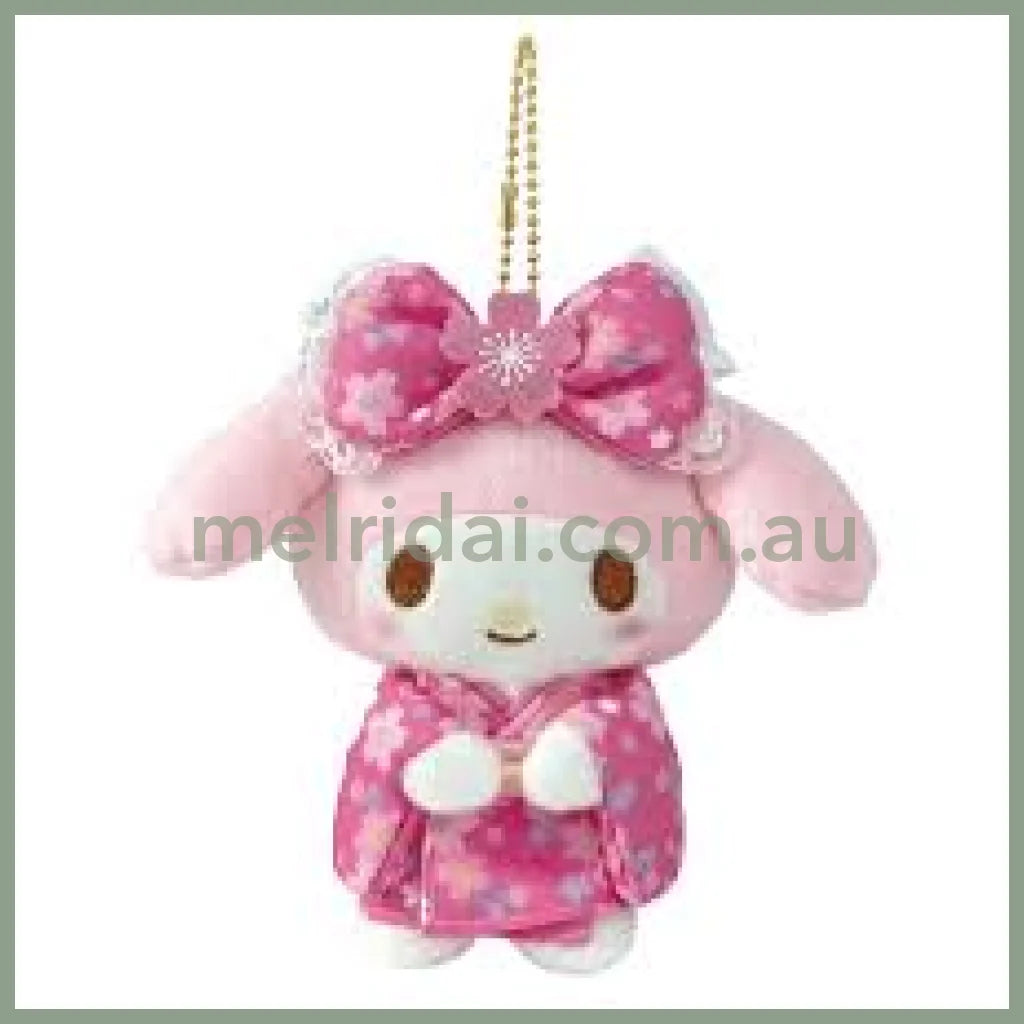 SANRIO | Mascot Holder Plush Keychain Bag Charm My Melody 145×140×60mm (Sakura kimono Series)