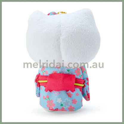 SANRIO | Mascot Holder Plush Keychain Hello Kitty 90×120×60mm (Blue Sakura Kimono)