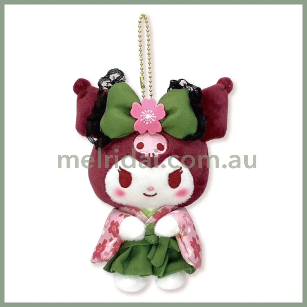 Sanrio | Mascot Holder Plush Keychain Kuromi 90×120×60Mm (Matcha Sakura Kimono)