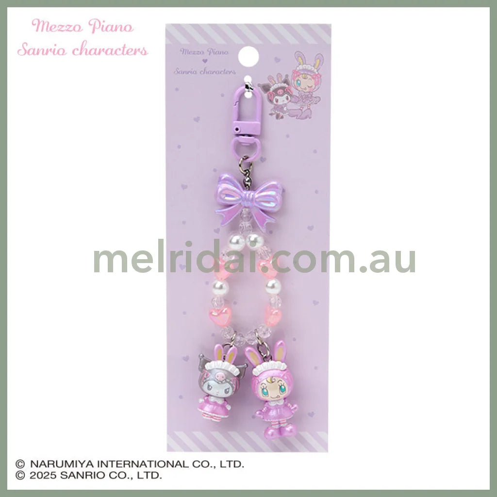 Sanrio × Mezzo Piano | Kuromi Phone Holder Keychain with Key Ring Charm 20×15×40mm (Purple)