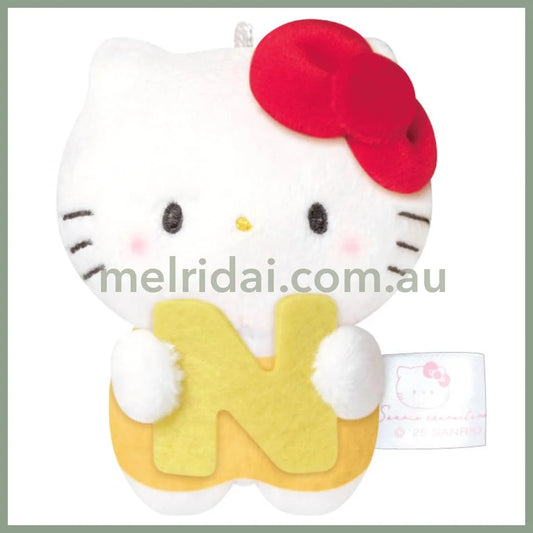 Sanrio × Mochimochi Panda | Hello Kitty Mascot Holder Plush Keychain H80×W60×D35mm (English Alphabet N)