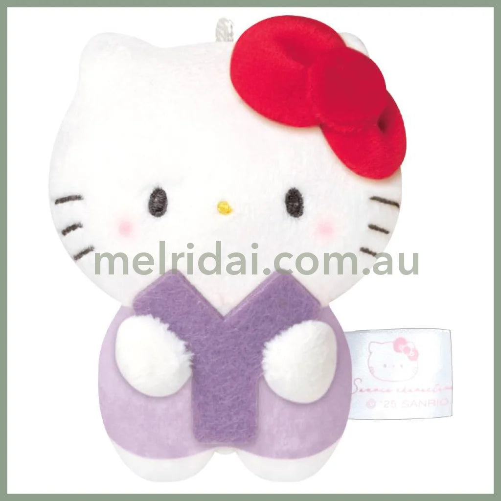 Sanrio × Mochimochi Panda | Hello Kitty Mascot Holder Plush Keychain H80×W60×D35mm (English Alphabet Y)