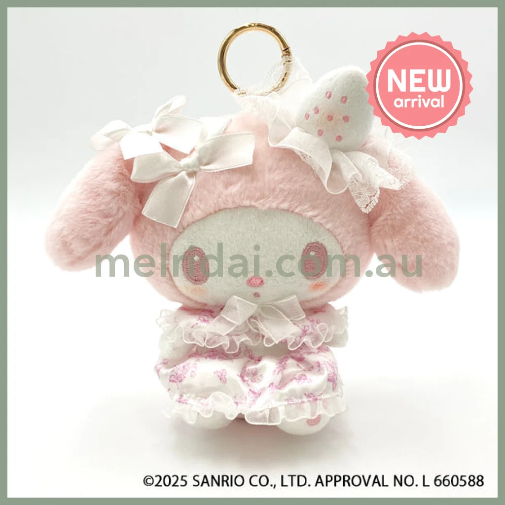 SANRIO | My Melody Eco Shopping Bag & Mascot Plush Keychain (White Strawberry Tea Time)