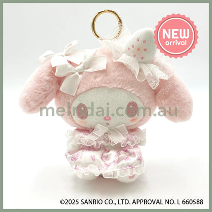 SANRIO | My Melody Eco Shopping Bag & Mascot Plush Keychain (White Strawberry Tea Time)