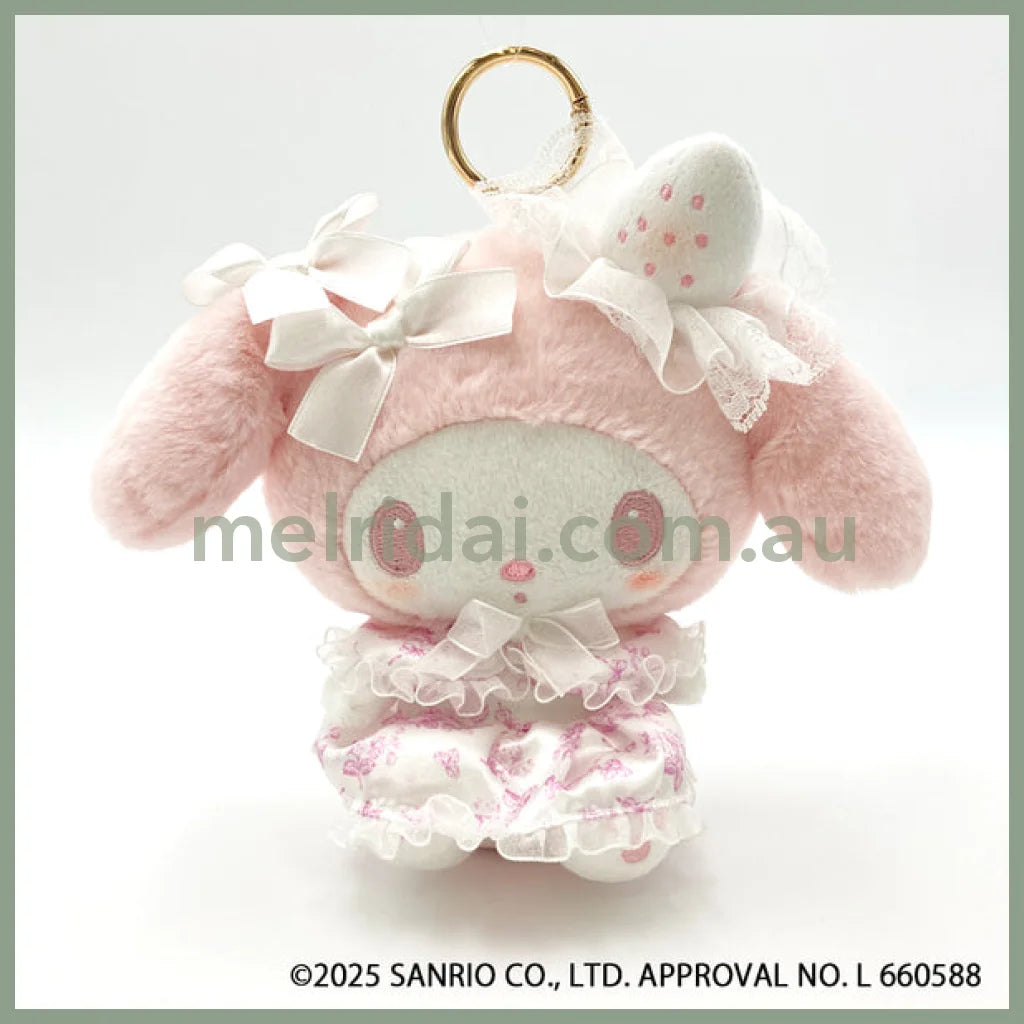 SANRIO | My Melody Eco Shopping Bag & Mascot Plush Keychain (White Strawberry Tea Time)