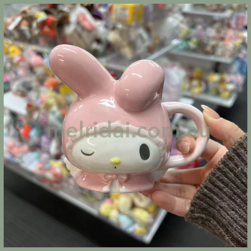 SANRIO | My Melody Face-shaped Mug W12×D10×H9 (My Melody 50th Anniversary & Kuromi 20th Anniversary/Black Pink Party)