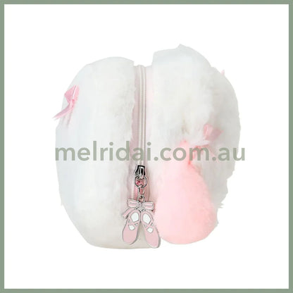 SANRIO | My Melody Face-shaped Pouch 22.1 x 13.3 x 8.7cm (White Cat Ballerina)