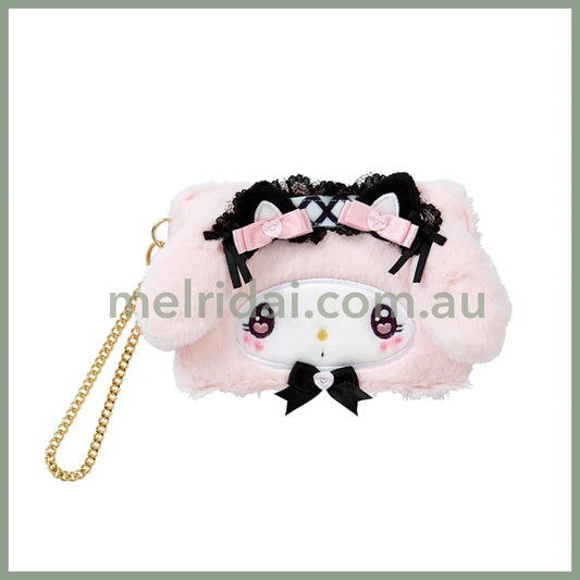 Sanrio | My Melody Fluffy Face-Shaped Card Case 14.5×1×12Cm (Dream Ribbon)
