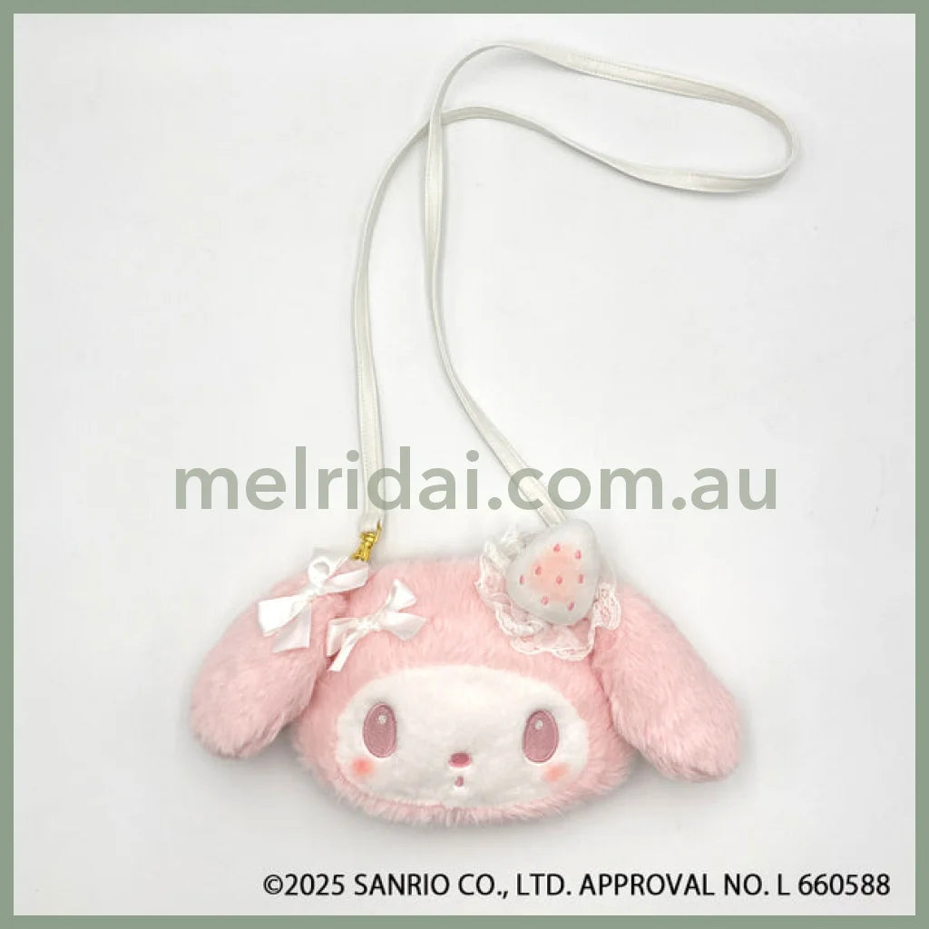 SANRIO | My Melody Fluffy Shoulder Bag 140×215×15mm (White Strawberry Tea Time)