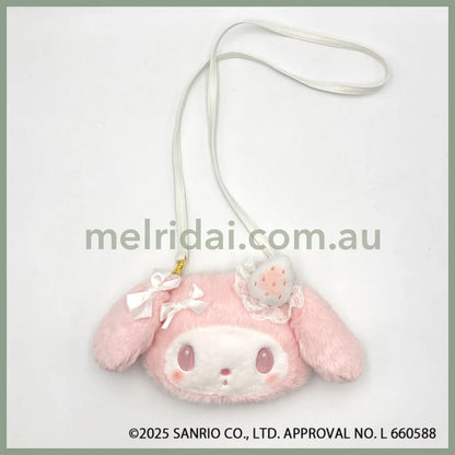 SANRIO | My Melody Fluffy Shoulder Bag 140×215×15mm (White Strawberry Tea Time)