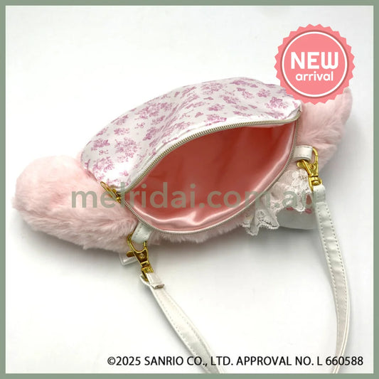SANRIO | My Melody Fluffy Shoulder Bag 140×215×15mm (White Strawberry Tea Time)