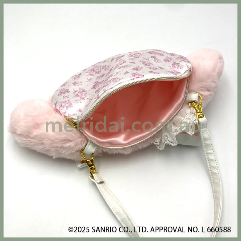 SANRIO | My Melody Fluffy Shoulder Bag 140×215×15mm (White Strawberry Tea Time)