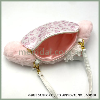 SANRIO | My Melody Fluffy Shoulder Bag 140×215×15mm (White Strawberry Tea Time)