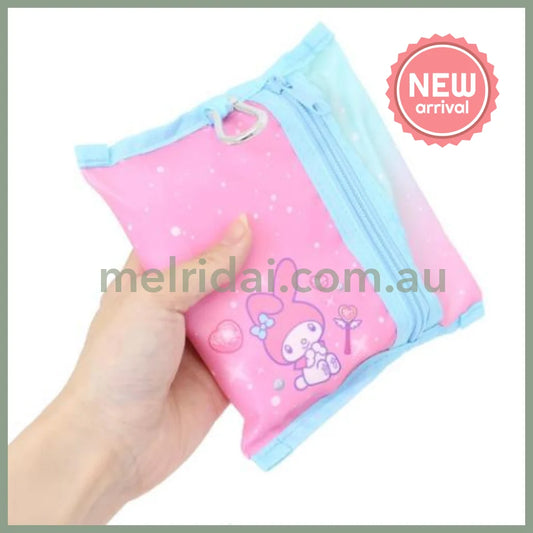 SANRIO | My Melody Foldable Tote Bag With Pouch Carabiner (Heart pounding Memories Heisei Retro)