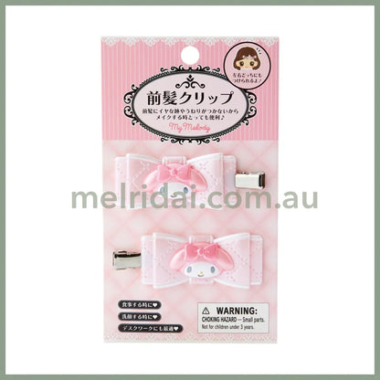 SANRIO | My Melody Hair Clip 2pcs Set 5 x 2 x 1cm (Quilt Ribbon)