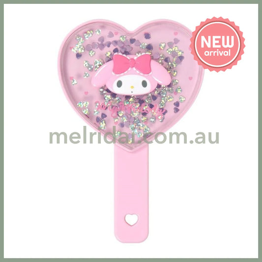 SANRIO | My Melody Hand Mirror 100×15×155mm (Sparkling Sequins Heart Shaped)