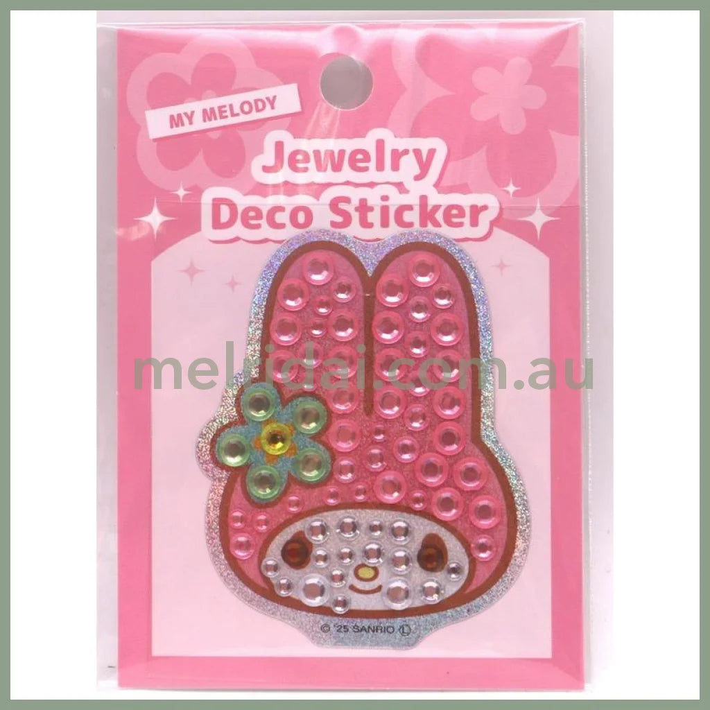 SANRIO | My Melody Jewelry Deco Sticker 65×73×5mm (Gogo Gal Collection Glitter Face Y2K)
