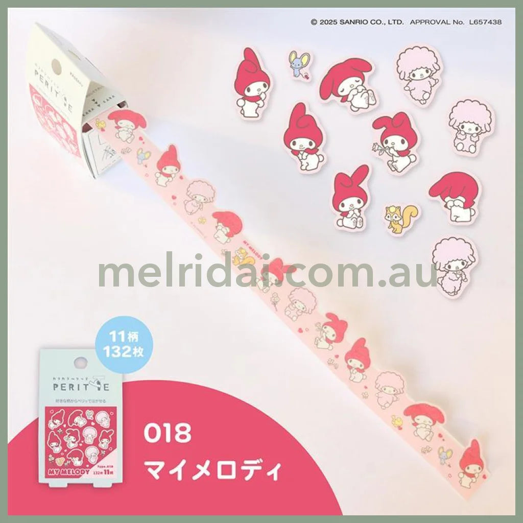 SANRIO | My Melody Karakara Peritte Roll Sticker 28×47×78mm (8 styles x 12 each = 96 pieces)