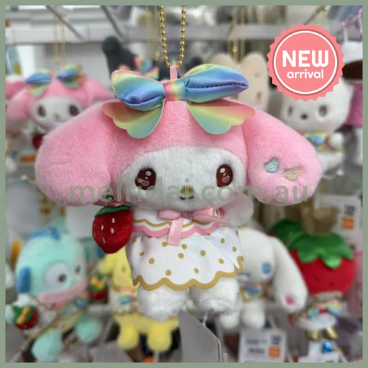 SANRIO | My Melody Mascot Holder Plush Keychain Bag Charm 11×15.5×7.5cm (50th Anniversary Strawberry/Ichigo Newspaper)