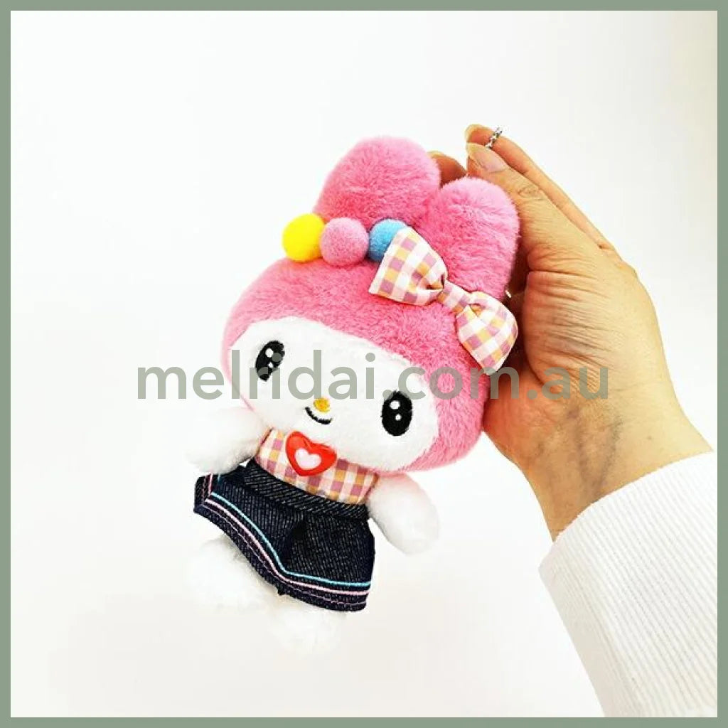 SANRIO | My Melody Mascot Holder Plush Keychain Bag Charm 15×9.5×8cm (Gingham Denim)