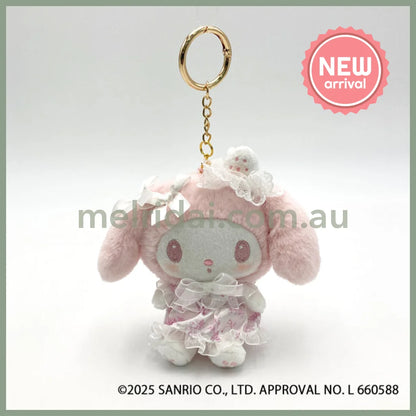 SANRIO | My Melody Mascot Holder Plush Keychain Bag Charm 170×220×95mm (White Strawberry Tea Time)
