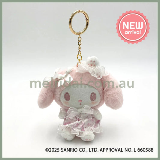 SANRIO | My Melody Mascot Holder Plush Keychain Bag Charm 170×220×95mm (White Strawberry Tea Time)