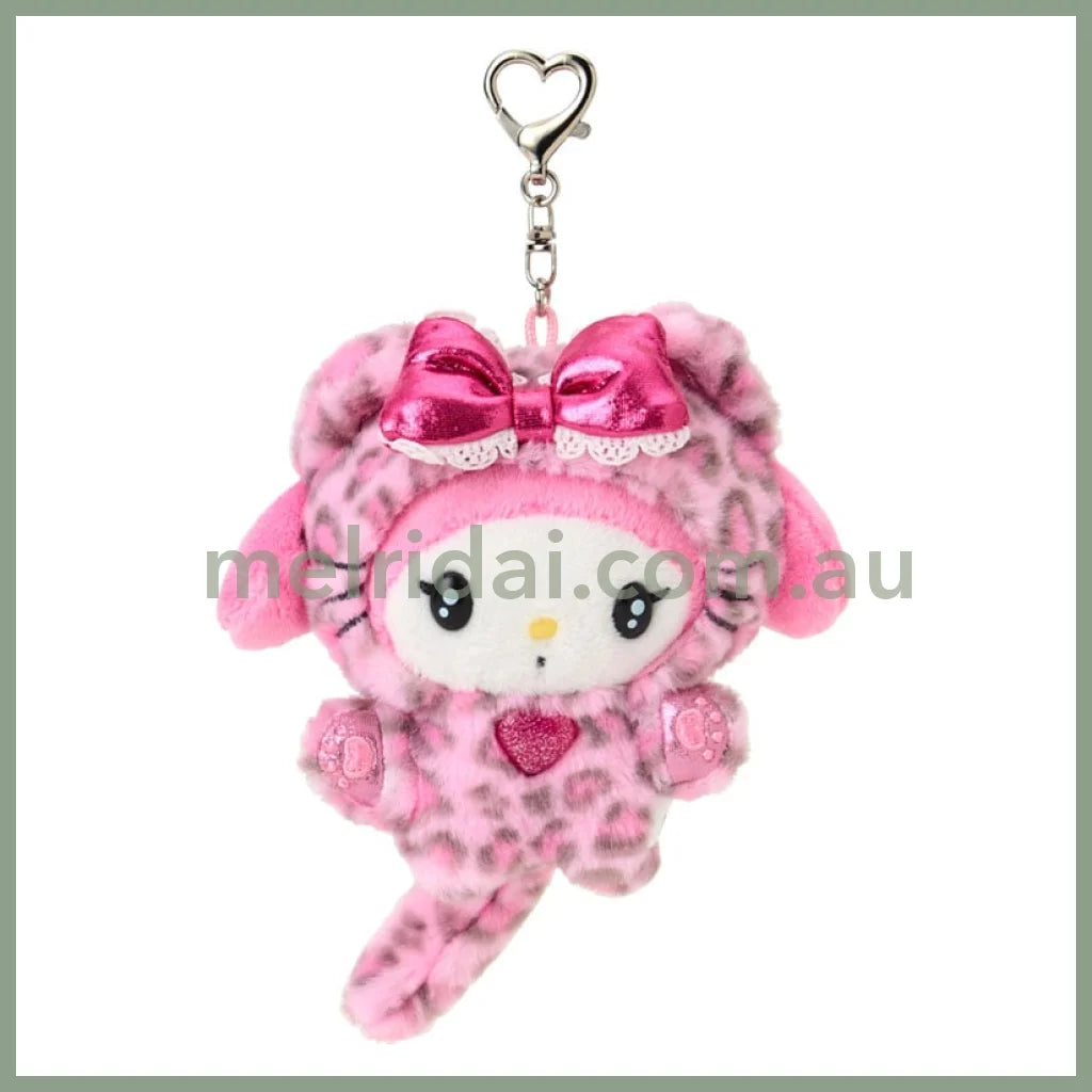 SANRIO | My Melody Mascot Holder Plush Keychain Bag Charm 90×50×120mm (Leopard Gal Cat)