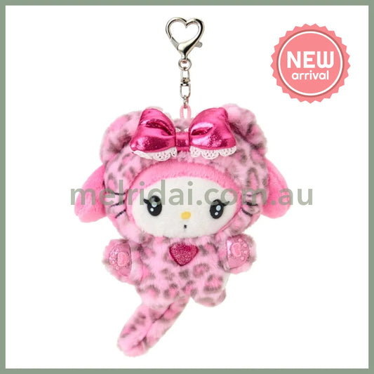 SANRIO | My Melody Mascot Holder Plush Keychain Bag Charm 90×50×120mm (Leopard Gal Cat)