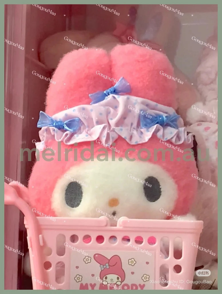 SANRIO | My Melody Mascot Holder Plush Keychain Bag Charm H15×W13×D9.5cm (Nightcap Ribbon)
