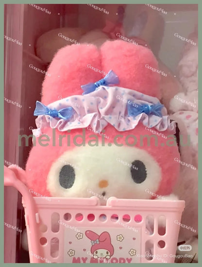 SANRIO | My Melody Mascot Holder Plush Keychain Bag Charm H15×W13×D9.5cm (Nightcap Ribbon)