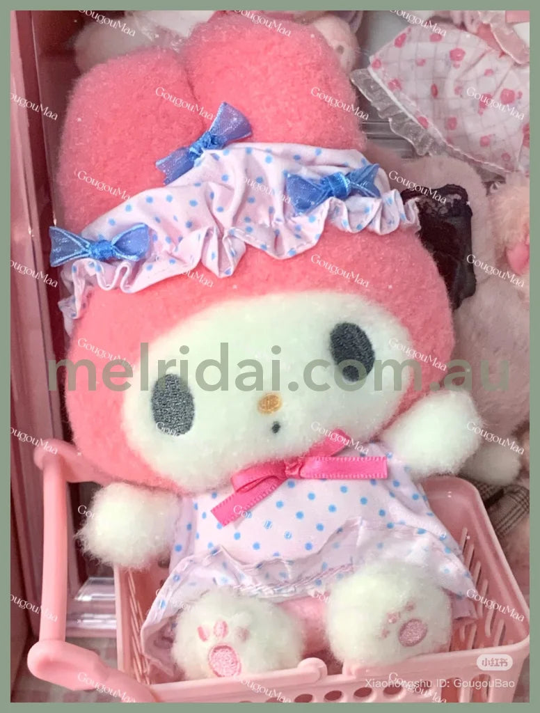 SANRIO | My Melody Mascot Holder Plush Keychain Bag Charm H15×W13×D9.5cm (Nightcap Ribbon)