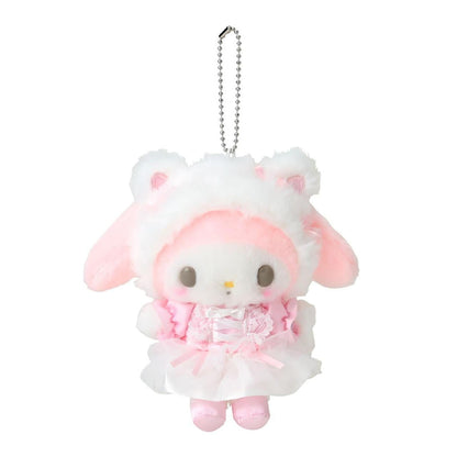 【Limite 1/customer】SANRIO | My Melody Mascot Holder Plush Keychain 15.4 x 12.2 x 6.8cm (White Cat Ballerina)