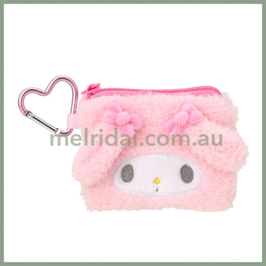 SANRIO | My Melody Mascot Mini Pouch with Carabiner 110×15×85mm (Fluffy Face)