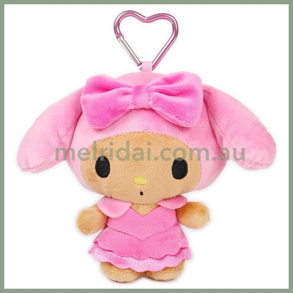 SANRIO | My Melody Mini Plush Pouch with Carabiner Keychain Bag Charm 150mm Approx. (Tan Swimsuit Party)