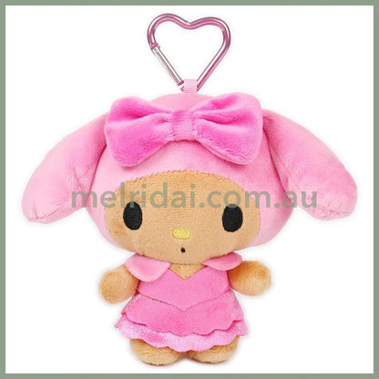 SANRIO | My Melody Mini Plush Pouch with Carabiner Keychain Bag Charm 150mm Approx. (Tan Swimsuit Party)