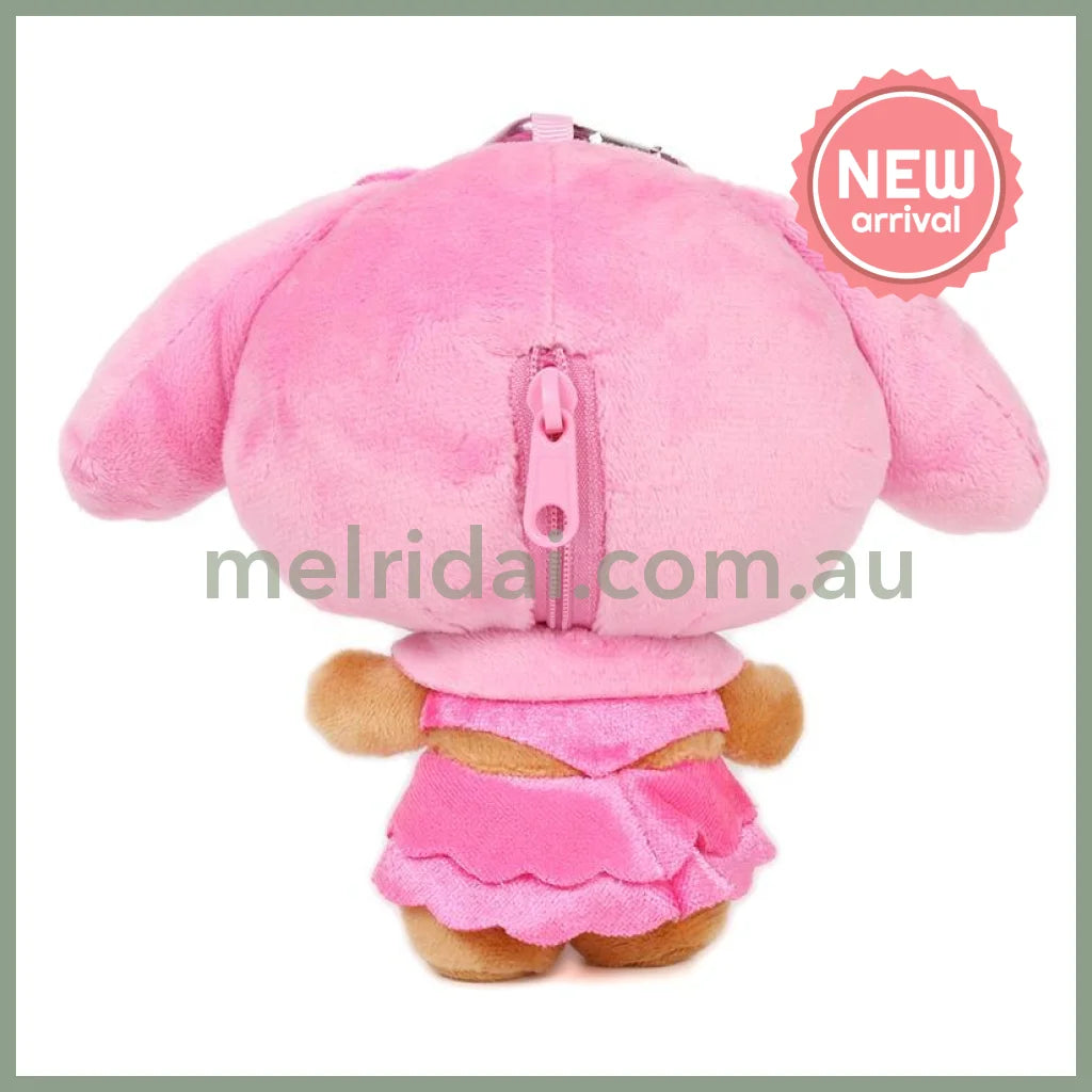 SANRIO | My Melody Mini Plush Pouch with Carabiner Keychain Bag Charm 150mm Approx. (Tan Swimsuit Party)