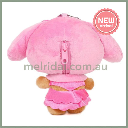 SANRIO | My Melody Mini Plush Pouch with Carabiner Keychain Bag Charm 150mm Approx. (Tan Swimsuit Party)