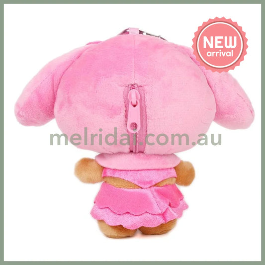 SANRIO | My Melody Mini Plush Pouch with Carabiner Keychain Bag Charm 150mm Approx. (Tan Swimsuit Party)