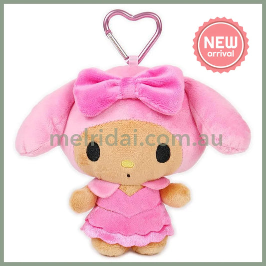 SANRIO | My Melody Mini Plush Pouch with Carabiner Keychain Bag Charm 150mm Approx. (Tan Swimsuit Party)