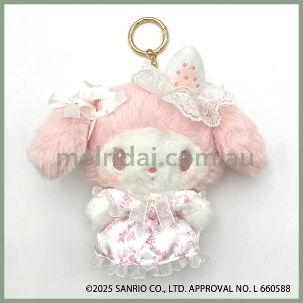 SANRIO | My Melody Plush Pouch Keychain Bag Charm 155×165×42mm (White Strawberry Tea Time)