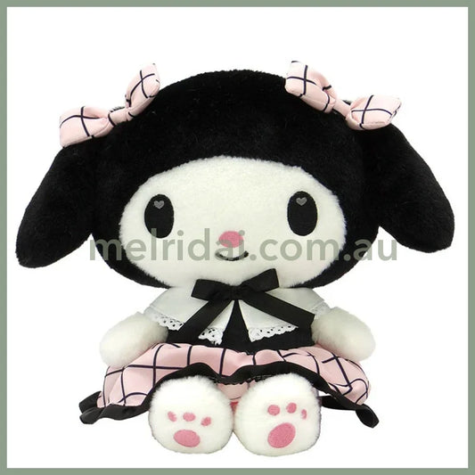 SANRIO | My Melody Plush Toy Plush Doll S 230×190×160mm (Black Pink Grid Dress)