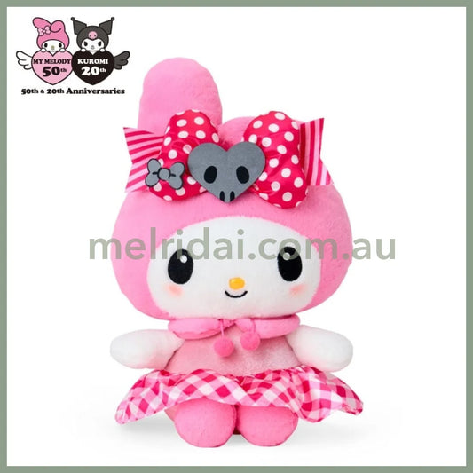 SANRIO | My Melody Plush Toy M W21 x H35 x D17 cm (My Melody 50th Anniversary & Kuromi 20th Anniversary/Black Pink