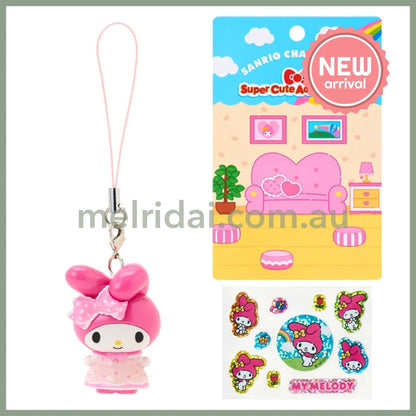 SANRIO | My Melody Strap And Sticker Set 106x90x37mm (Super Cute Adventures My Dream Smartphone)
