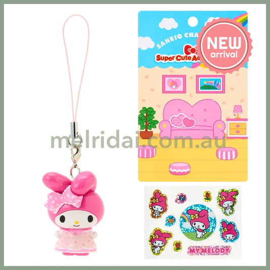 SANRIO | My Melody Strap And Sticker Set 106x90x37mm (Super Cute Adventures My Dream Smartphone)