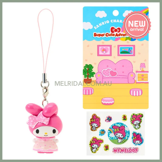 SANRIO | My Melody Strap And Sticker Set 106x90x37mm (Super Cute Adventures My Dream Smartphone)
