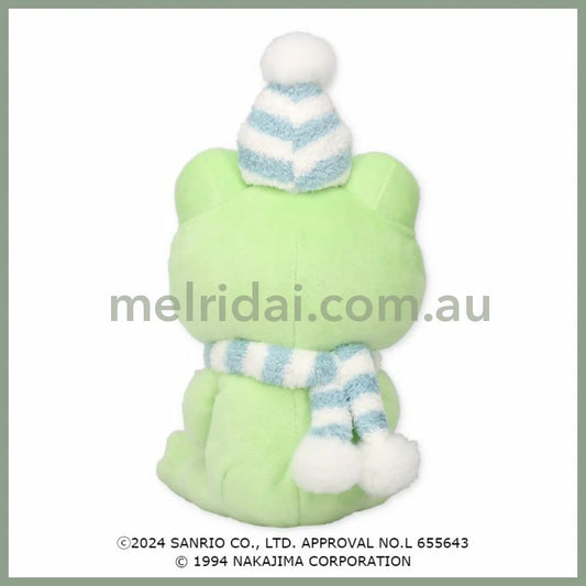 Sanrio × Pickles the Frog | Keroppi & Pickles Plush Toy Doll 16×12×11cm (Hug Snowman Keroppi)