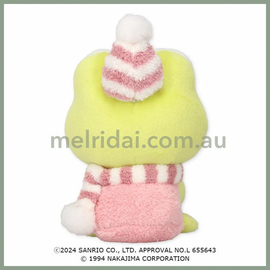 Sanrio × Pickles the Frog | Keroppi & Pickles Plush Toy Doll 16×12×11cm (Hug Snowman Frog Pickles)