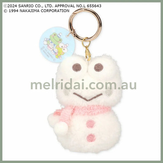 Sanrio × Pickles the Frog | Mascot Holder Plush Keychain 8.5×6×4.5cm (Keroppi Snowman)